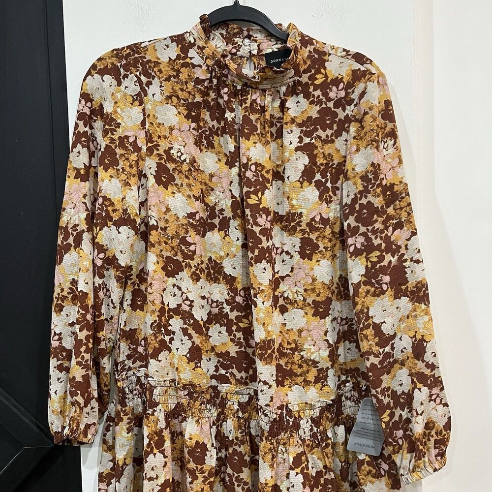 NWT Nordstrom Donna Morgan Mock Neck Floral Smocked Waist Dress Size 8 - Picture 2 of 7